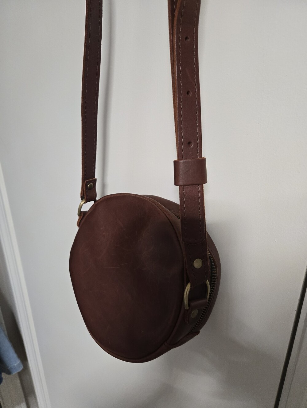 PortlandLeather Round Crossbody Bag - Cognac - Picture 5 of 7